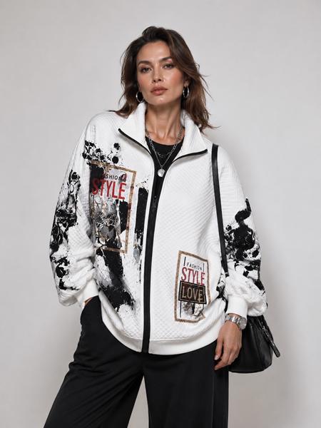 Кофта спорт Immei (2XL-4XL) D2262 white (деми)