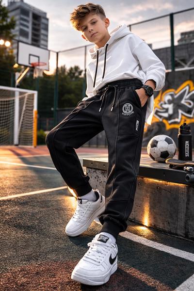 Штаны спорт Major kids (122-146) L918 black (деми)