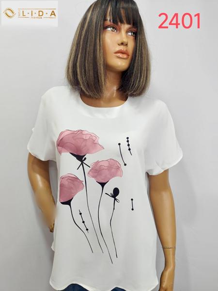 Футболка LIDA (52-62) 2401 white-pink (лето)