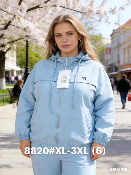 Ветровка Jacket (XL-3XL) 8820 l.blue (деми)