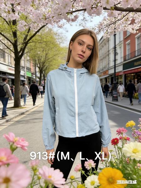Ветровка Jacket (M-XL) 913 l.blue (деми)