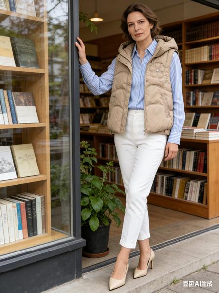 Жилетка Jacket (M-2XL) M2803 beige (деми)