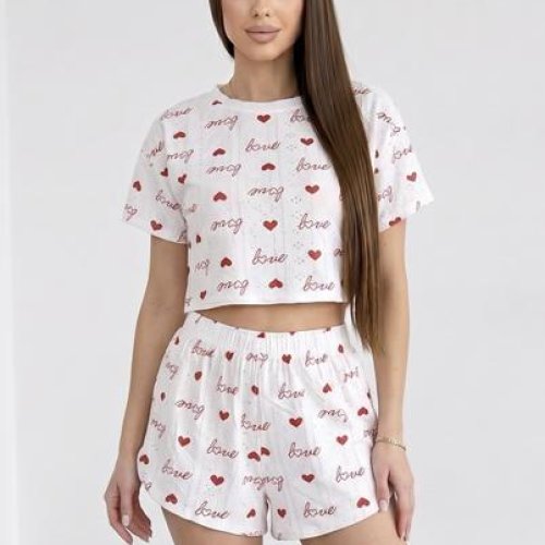 Пижама Trikotag (S-XL) 945 white-red (лето) Trikotag 945 white-red