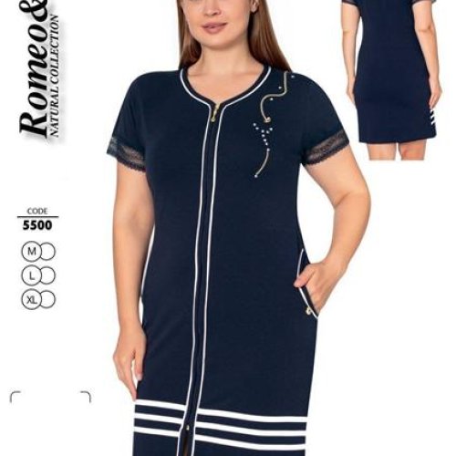 Халат Cotpark (M-XL) 5500 navy (лето) Cotpark 5500 navy