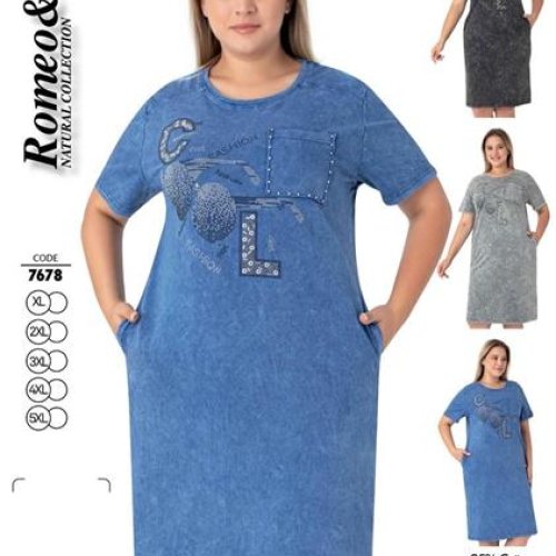 Платье Cotpark (XL-5XL) 7678 blue (лето) Cotpark 7678 blue