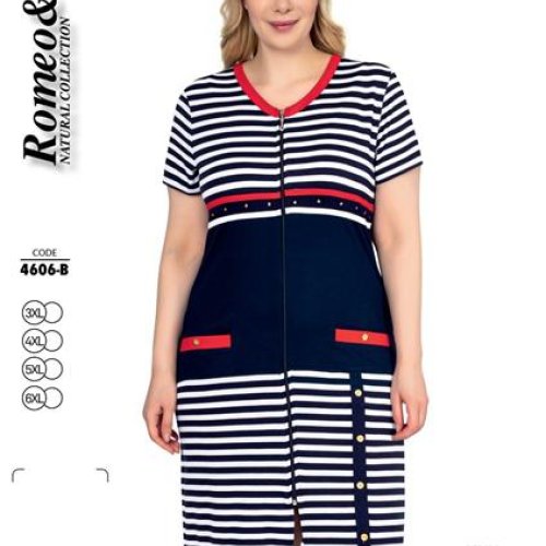 Халат Cotpark (3XL-6XL) 4606B navy-white (лето) Cotpark 4606B navy-white