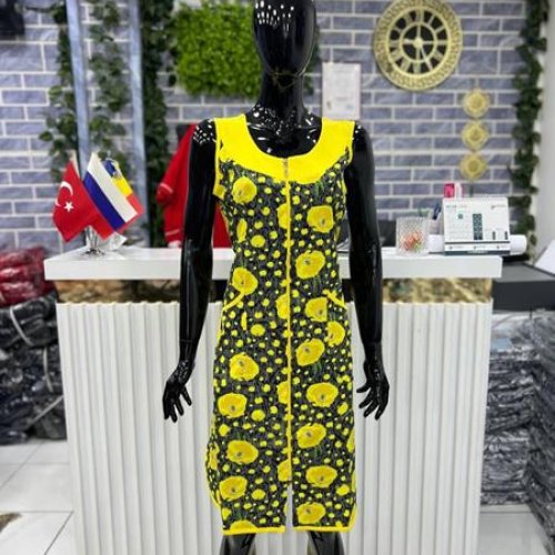 Халат Cotpark (L-3XL) 5095 yellow (лето) Cotpark 5095 yellow