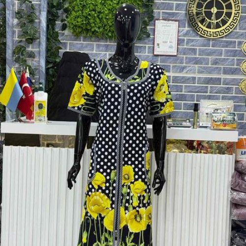 Халат Cotpark (XL-4XL) 5982 yellow (лето) Cotpark 5982 yellow