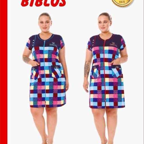 Халат Cotpark (2XL-7XL) 590-0537 l.blue-red (лето) Cotpark 590-0537 l.blue-red