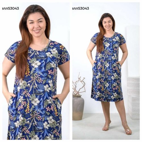 Платье Vehuiah (L-3XL) 53043 blue (лето) Vehuiah 53043 blue