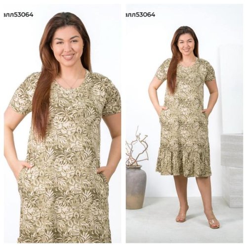 Платье Vehuiah (L-3XL) 53064 khaki (лето) Vehuiah 53064 khaki