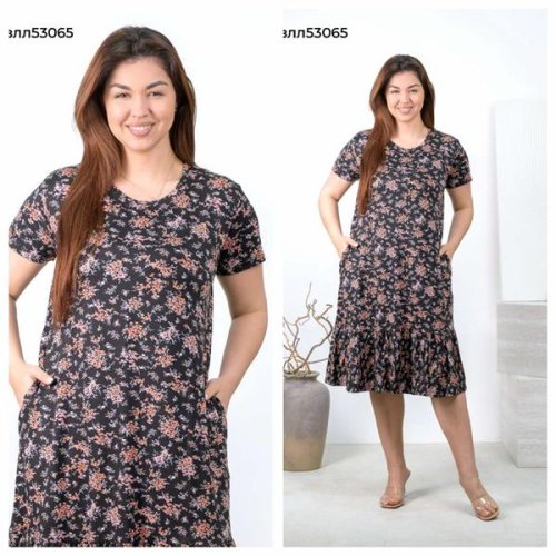 Платье Vehuiah (L-3XL) 53065 black (лето) Vehuiah 53065 black
