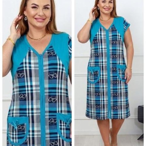 Халат Vehuiah (2XL-6XL) 59001 l.blue (лето) Vehuiah 59001 l.blue