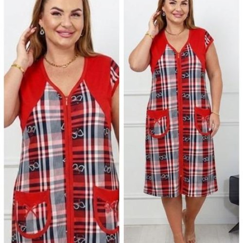 Халат Vehuiah (2XL-6XL) 59002 red (лето) Vehuiah 59002 red