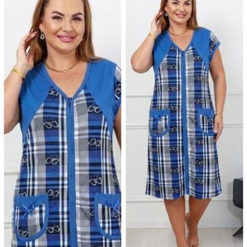 Халат Vehuiah (2XL-6XL) 59003 blue (лето) Vehuiah 59003 blue
