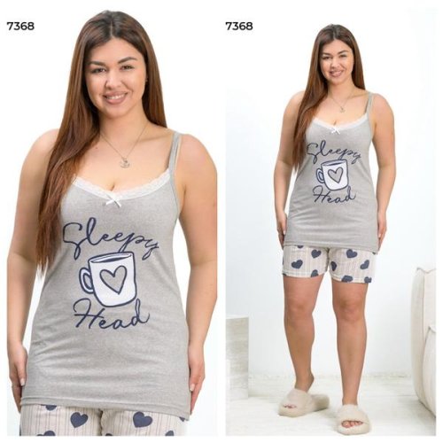 Пижама Vehuiah (M-2XL) 7368 grey (лето) Vehuiah 7368 grey