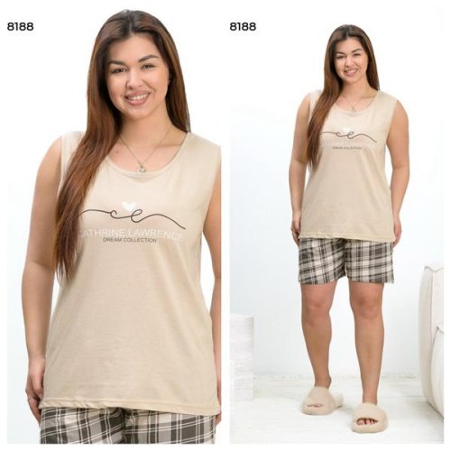 Пижама Vehuiah (XL-4XL) 8188 beige (лето) Vehuiah 8188 beige