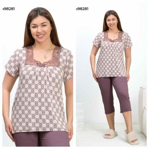 Пижама Vehuiah (2XL-5XL) 98281 beige (лето) Vehuiah 98281 beige