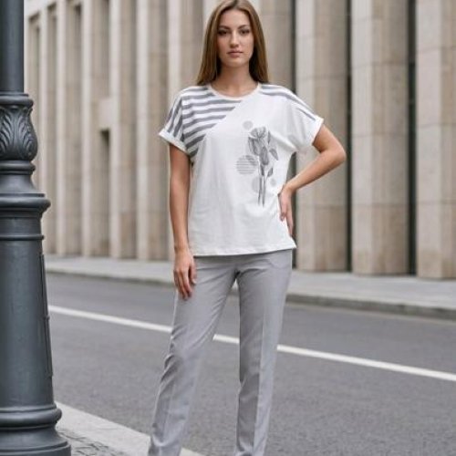Футболка Kosta (48-52) 2803 white-grey (лето) Kosta 2803 white-grey