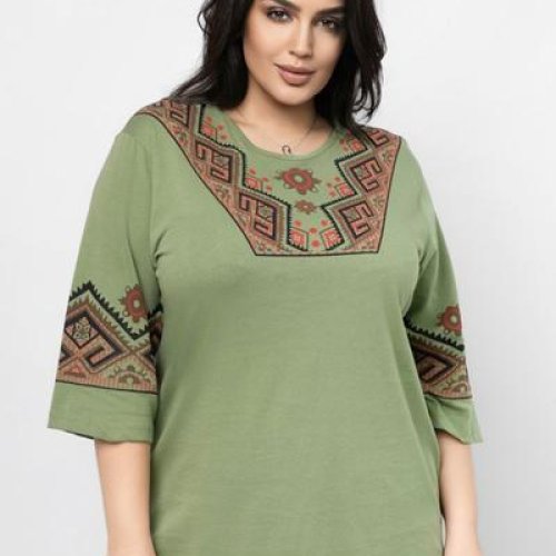 Вышиванка Global (56-66) GL157 khaki (лето) Global GL157 khaki