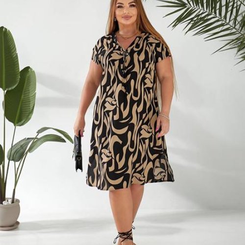 Платье Akulova (48-58) 2043 beige-black (лето) Akulova 2043 beige-black