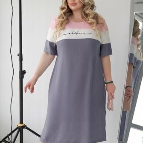 Платье Akulova (48-58) 2052 grey-pink (лето) Akulova 2052 grey-pink