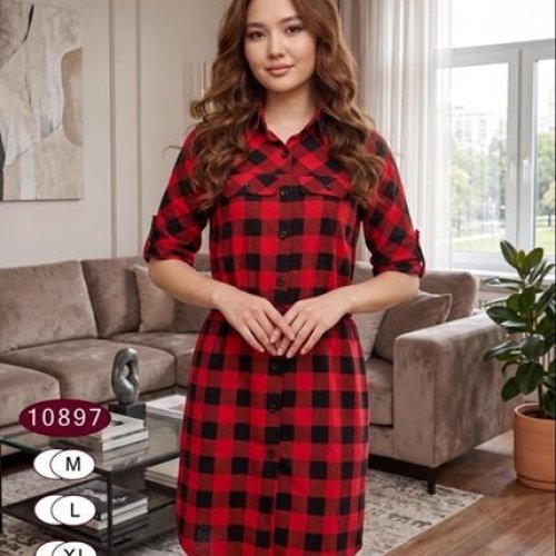 Халат Anion (6XL-9XL) 10897 red (лето) Anion 10897 red