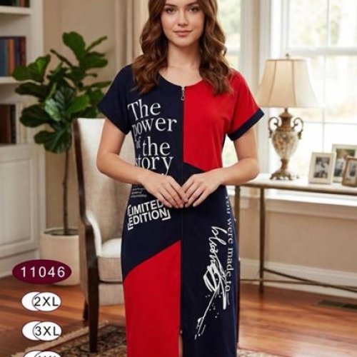 Халат Anion (2XL-5XL) 11046 red (лето) Anion 11046 red