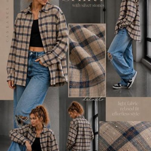 Рубашка Karolina (32-42) KR854 beige (деми) Karolina KR854 beige