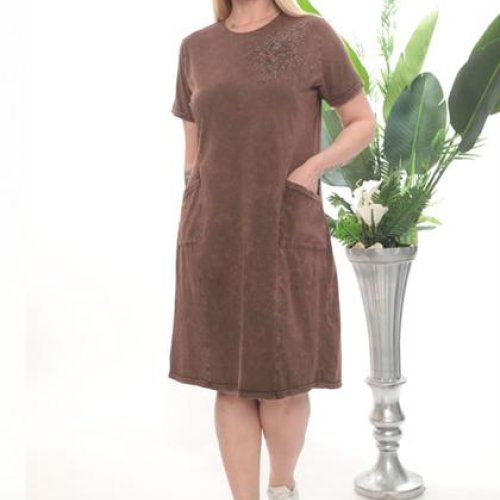 Платье Vehuiah (XL-4XL) 701007 brown (лето) Vehuiah 701007 brown