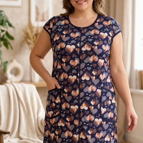 Халат Gull (60-66) 16-1 navy-beige (лето) Gull 16-1 navy-beige