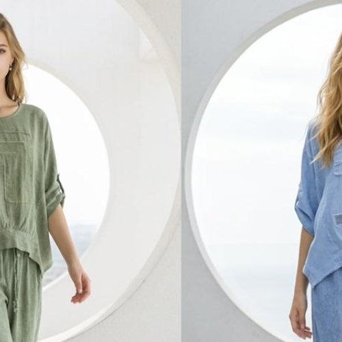 Блузка Estima (50-56) 1807 khaki (лето) Estima 1807 khaki