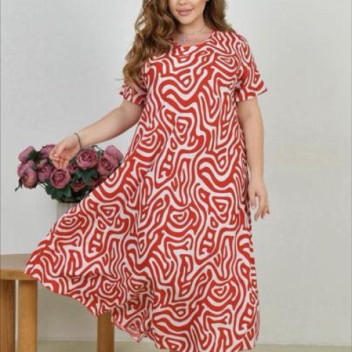 Платье Estima (54-56) 081 red-white (лето) Estima 081 red-white