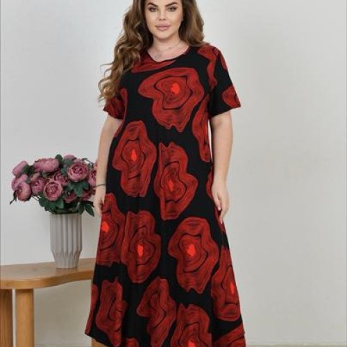 Платье Estima (54-56) 081 black-red (лето) Estima 081 black-red