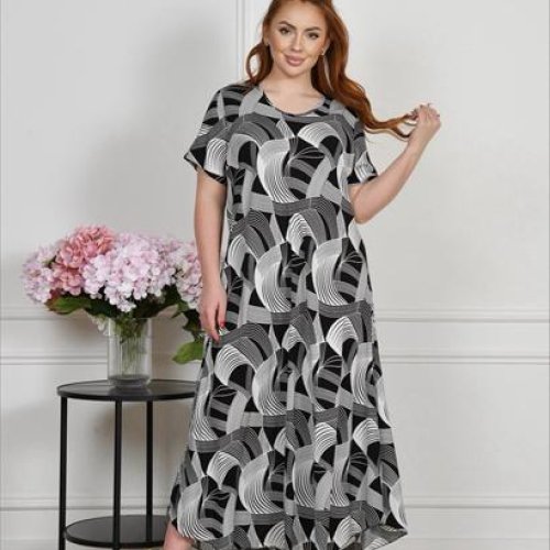 Платье Estima (54-56) 081 black-l.grey (лето) Estima 081 black-l.grey