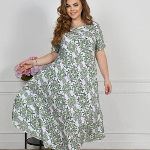 Платье Estima (54-56) 081 white-green (лето) Estima 081 white-green