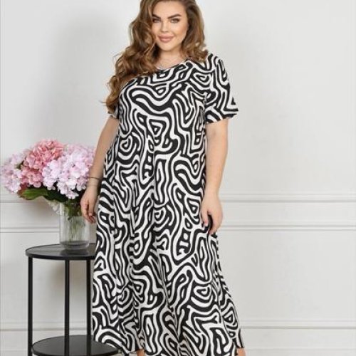 Платье Estima (54-56) 081 white-black (лето) Estima 081 white-black
