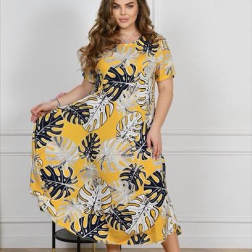 Платье Estima (54-56) 081 yellow-black (лето) Estima 081 yellow-black