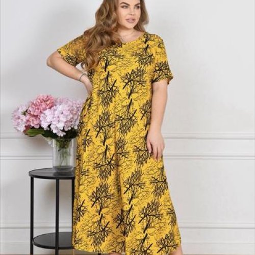 Платье Estima (54-56) 081 d.yellow-black (лето) Estima 081 d.yellow-black