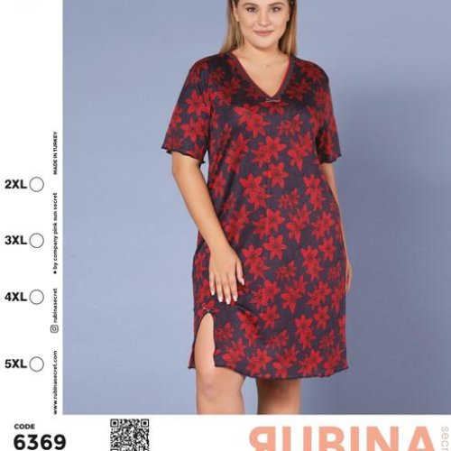 Ночнушка Trikotag (2XL-5XL) 6369 red (лето) Trikotag 6369 red