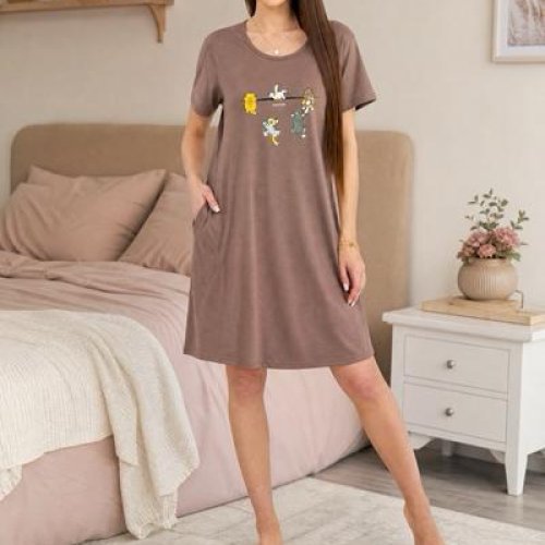 Ночнушка Trikotag (M-2XL) T249 brown (лето) Trikotag T249 brown