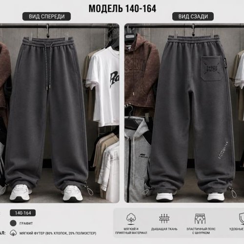 Штаны спорт Major kids (140-164) K2672 grey (деми) Major kids K2672 grey
