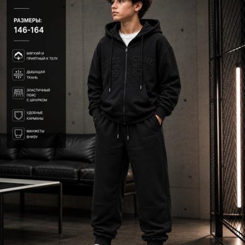 Костюм спорт Major kids (146-164) T2628 black (деми) Major kids T2628 black