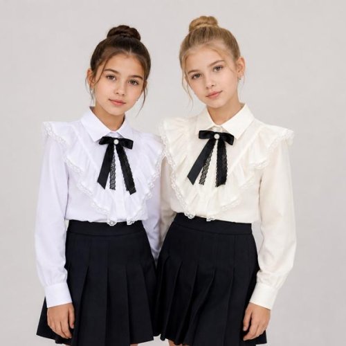 Рубашка Moda school (122-146) 8611 white-black (деми) Moda school 8611 white-black