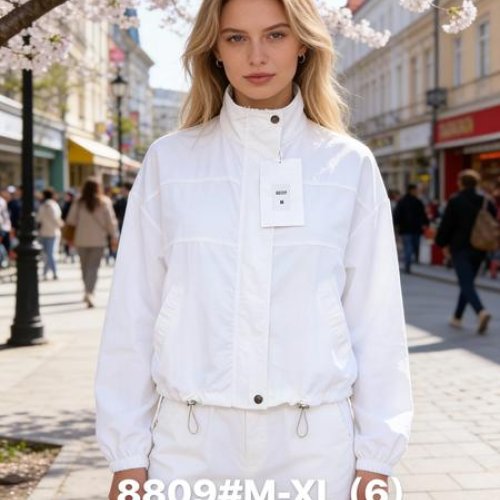 Ветровка Jacket (M-XL) 8809 white (деми) Jacket 8809 white