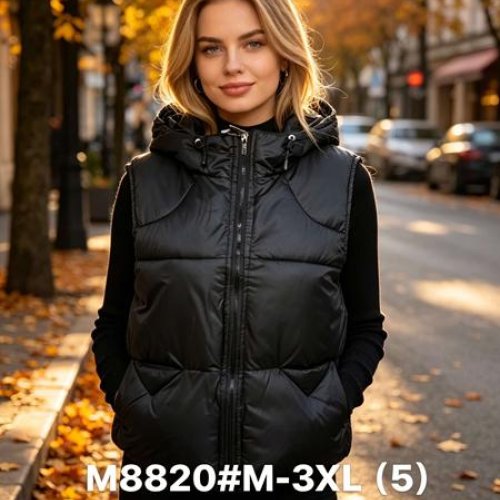 Жилетка Jacket (M-3XL) M8820 black (деми) Jacket M8820 black