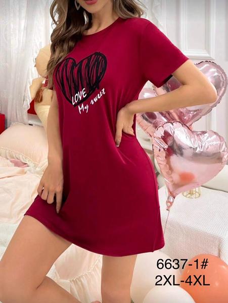 Ночнушка Anion (2XL-4XL) 6637-1 red (лето)