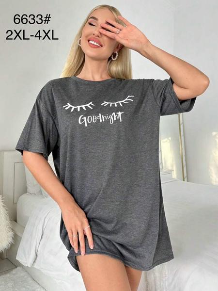 Ночнушка Anion (2XL-4XL) 6633 grey (лето)