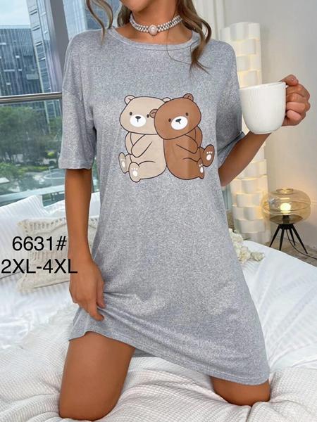 Ночнушка Anion (2XL-4XL) 6631 l.grey (лето)