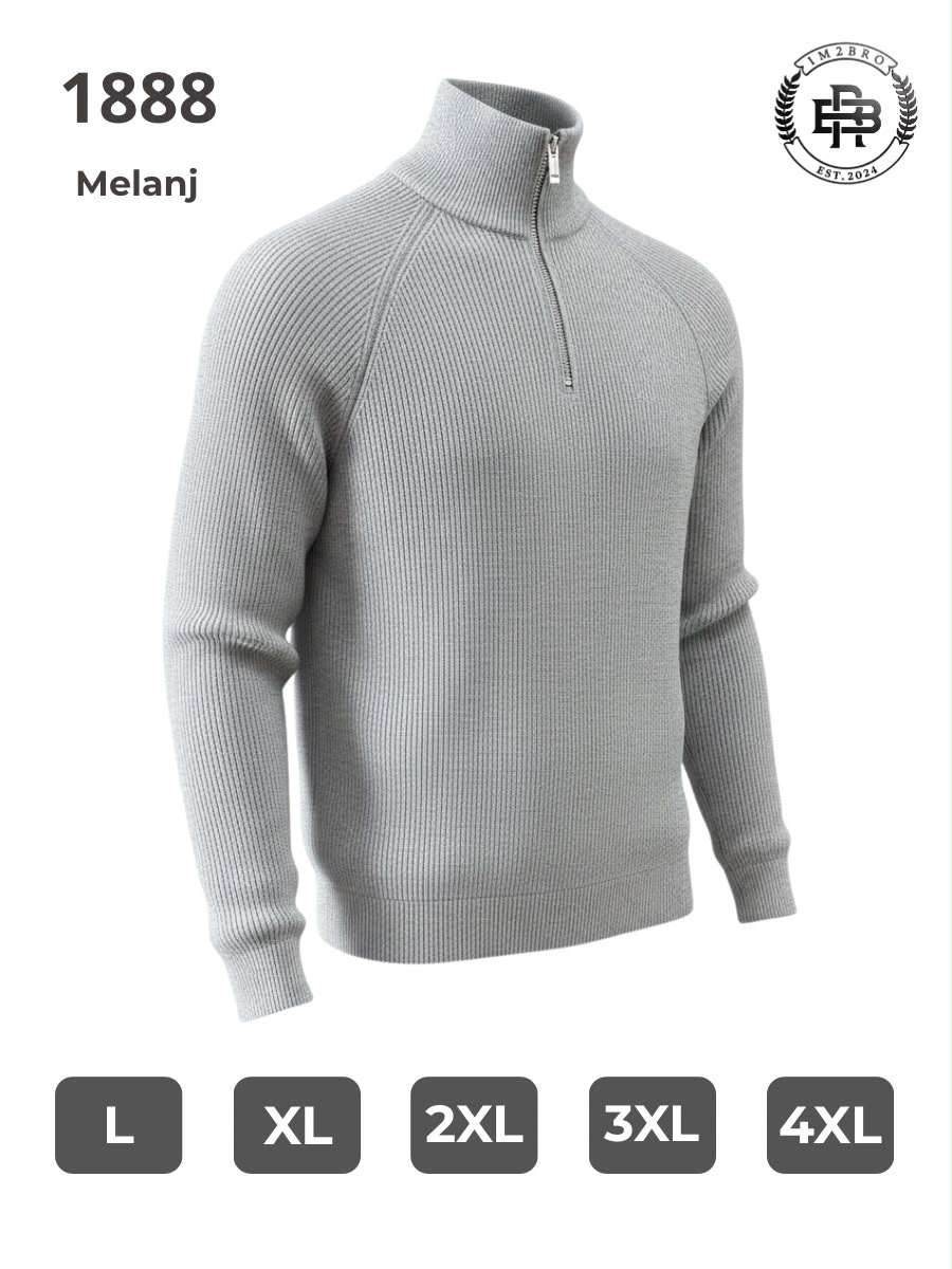 Свитер 2BRO (L-5XL) 1888 grey (деми)